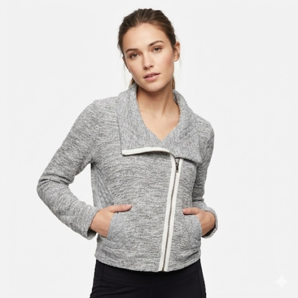 Dolan T Shirt cropped knit jacket asymmetric zip gray L